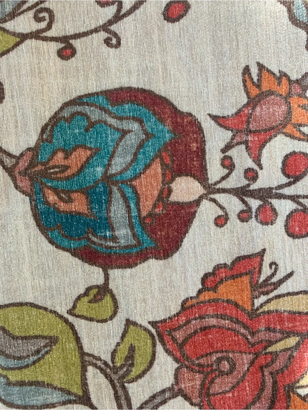 Frida Floral Natural Flatwoven Rug with Pad 3x2'